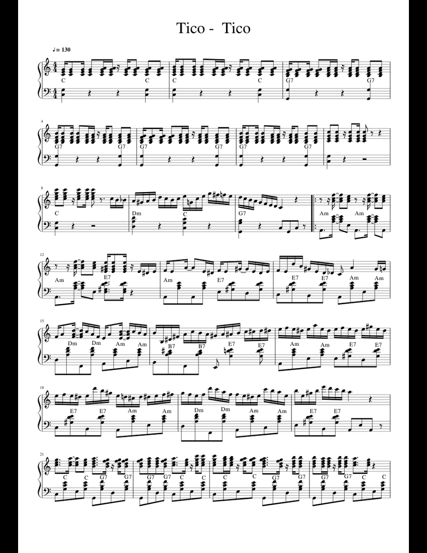 Tico Tico Sheet Music For Piano (Solo) | Musescore.com