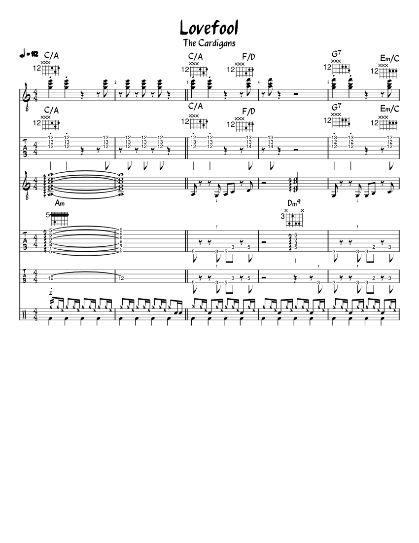 Lovefool – The Cardigans Lovefool arranged for 2 Guitars Sheet music ...
