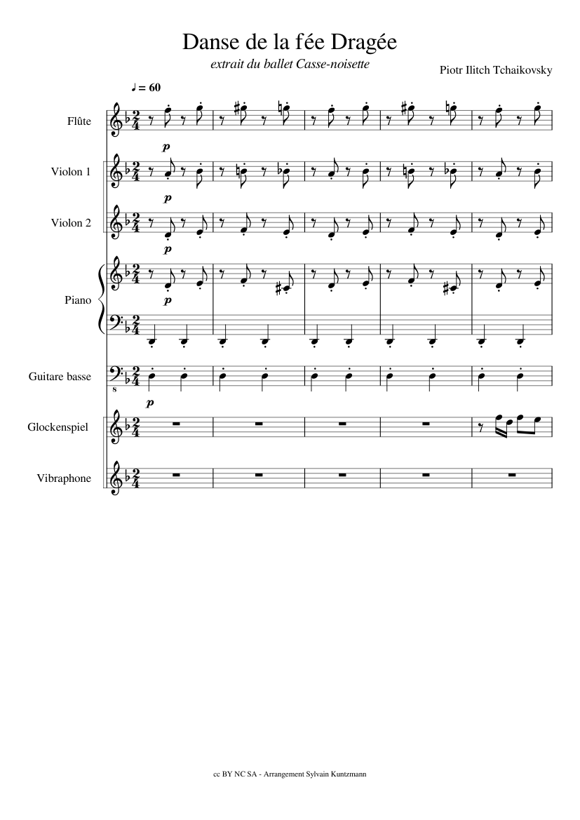 Danse de la fée Dragée Sheet music for Piano, Flute, Vibraphone,  Glockenspiel & more instruments (Mixed Ensemble) | Musescore.com