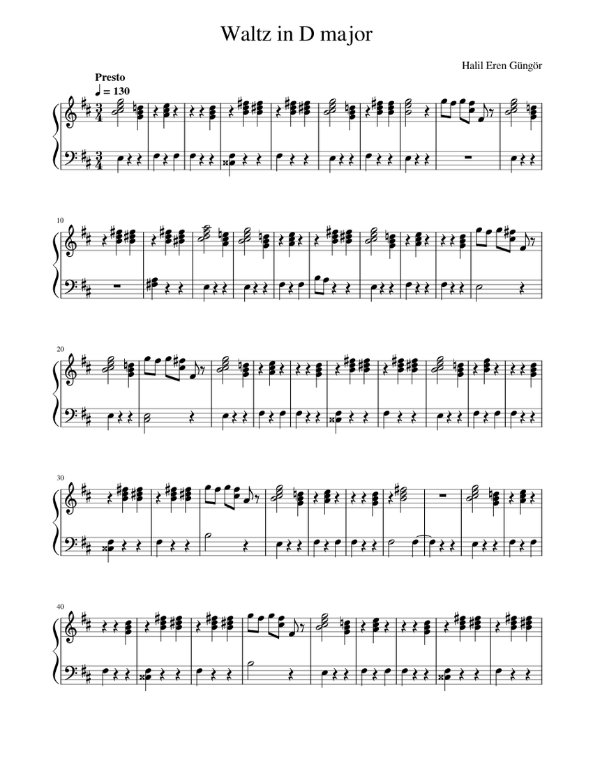 Waltz in D major Sheet music for Piano (Solo) Easy | Musescore.com