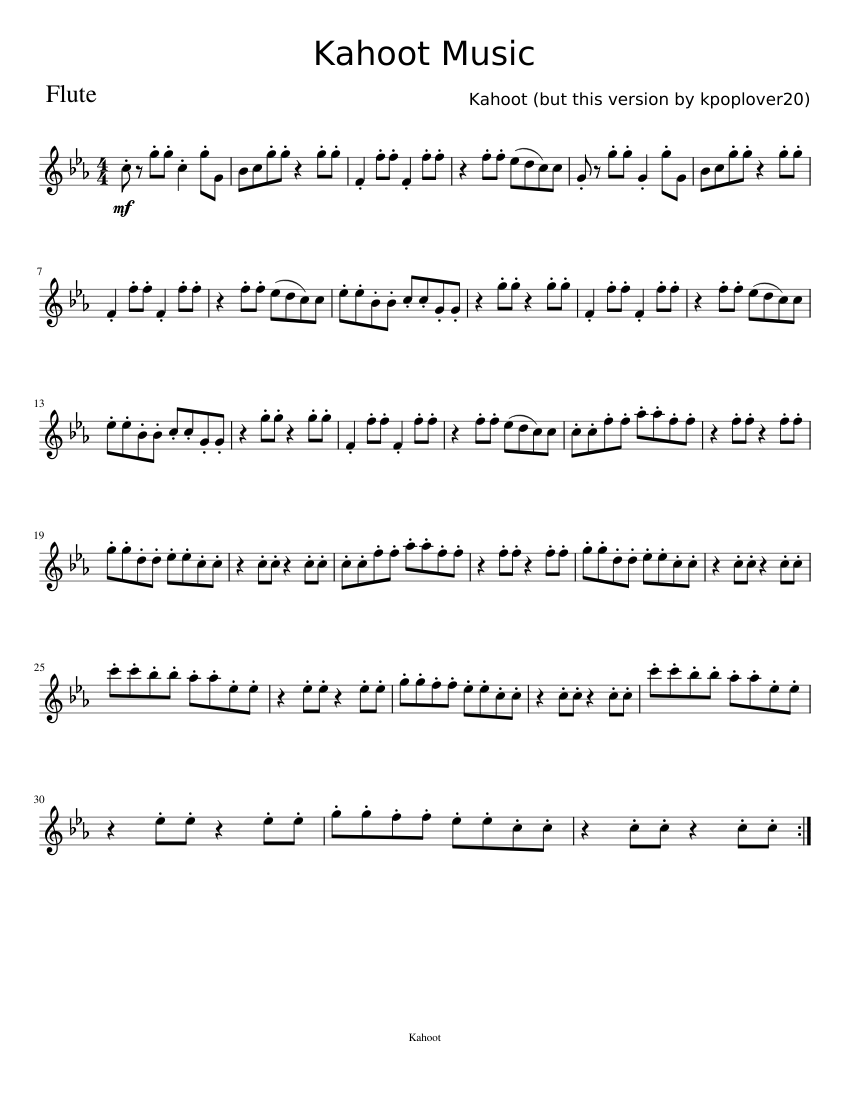 Kahootmusicflute Sheet Music For Flute Solo 