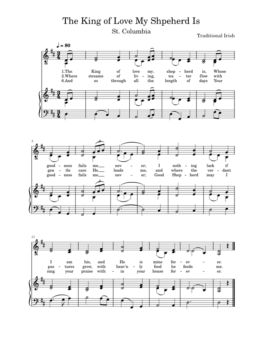 The King of Love my Shepherd Is – St. Columbia Sheet music for Piano ...