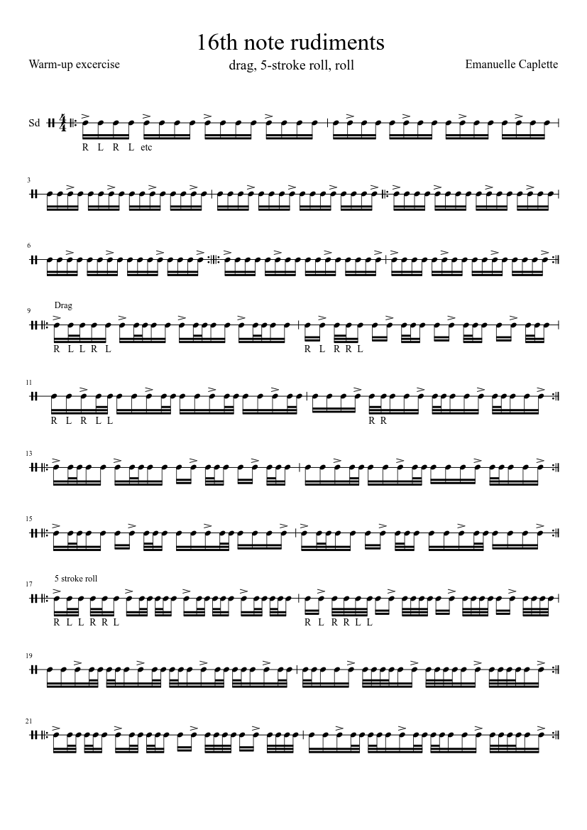 Asas nota ke-16 - seret, 5 lejangAsas nota ke-16 - seret, 5 lejang  