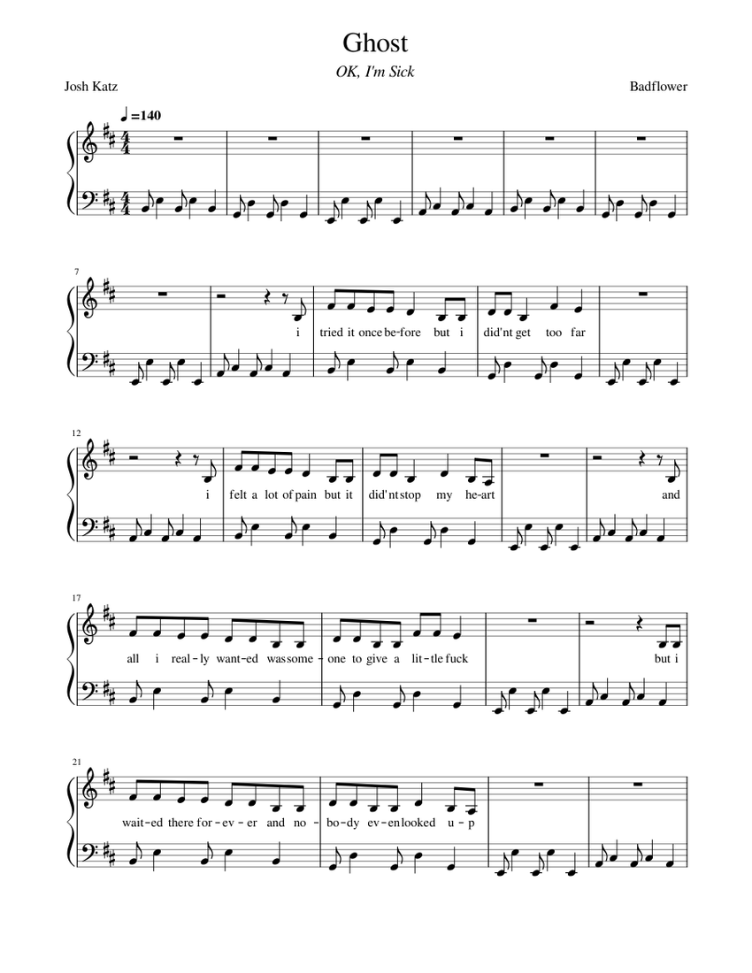 Ghost Sheet music for Piano (Solo) | Musescore.com