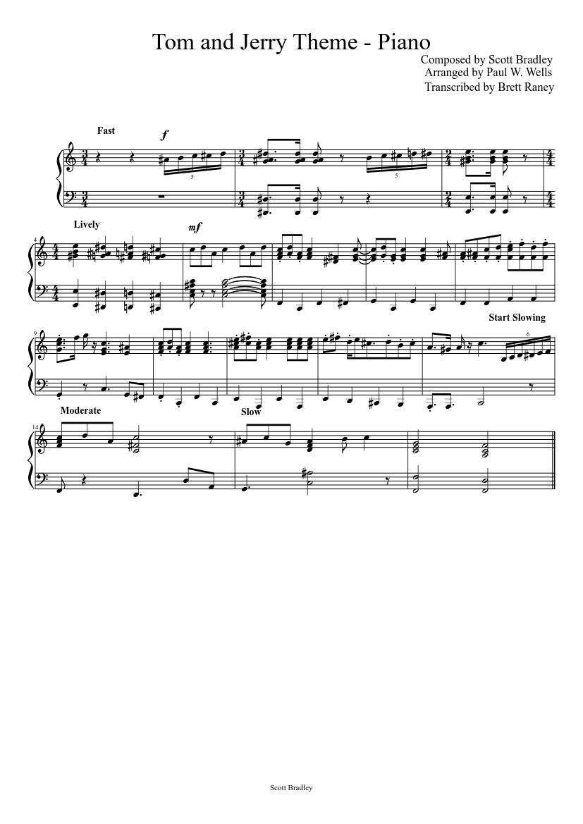 Tom and Jerry Theme (Piano Solo) Sheet music for Piano (Solo) |  Musescore.com