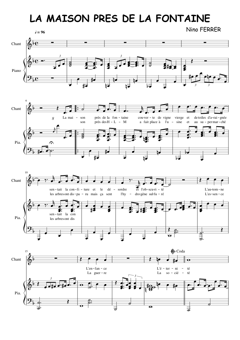 LA MAISON PRES DE LA FONTAINE Sheet music for Piano, Oboe (Solo) |  Musescore.com