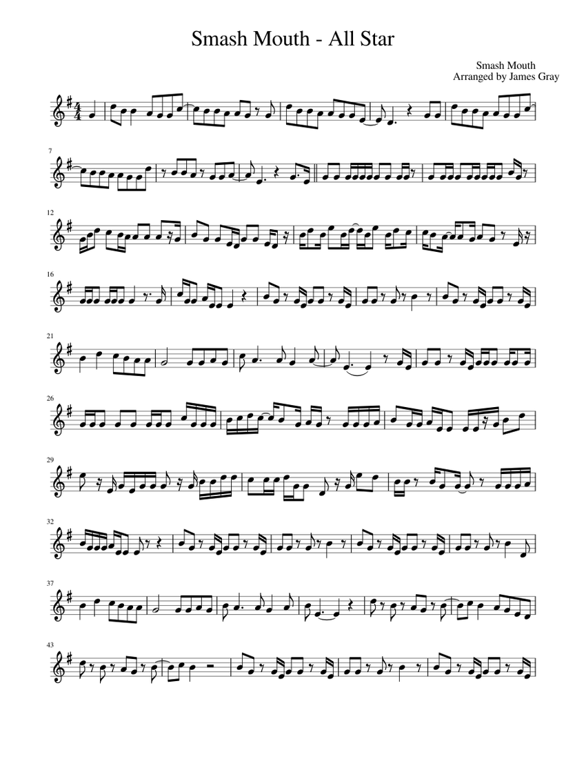 Smash Mouth All Star Completed Sheet Music For Violin Solo Musescore Com Shrek won't someone please send me a sign? sheet music for violin solo