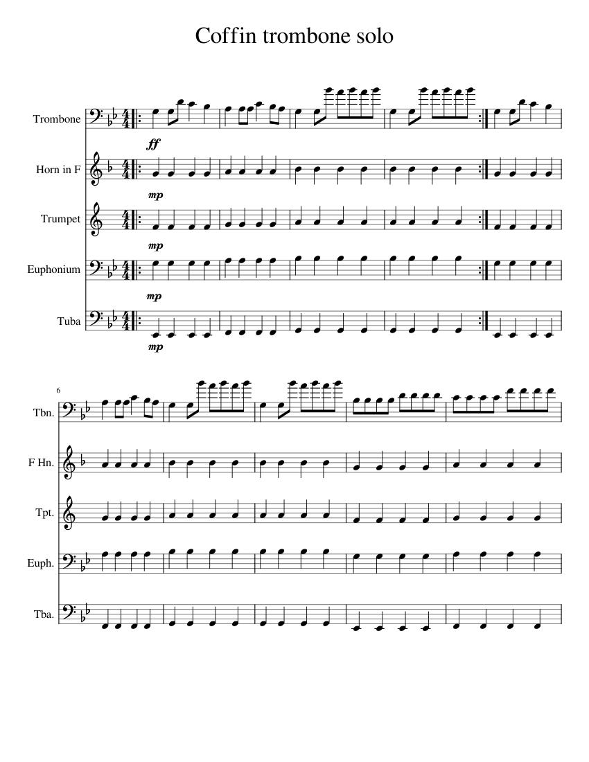 Coffin meme trombone solo Sheet music for Trombone, Euphonium, Tuba
