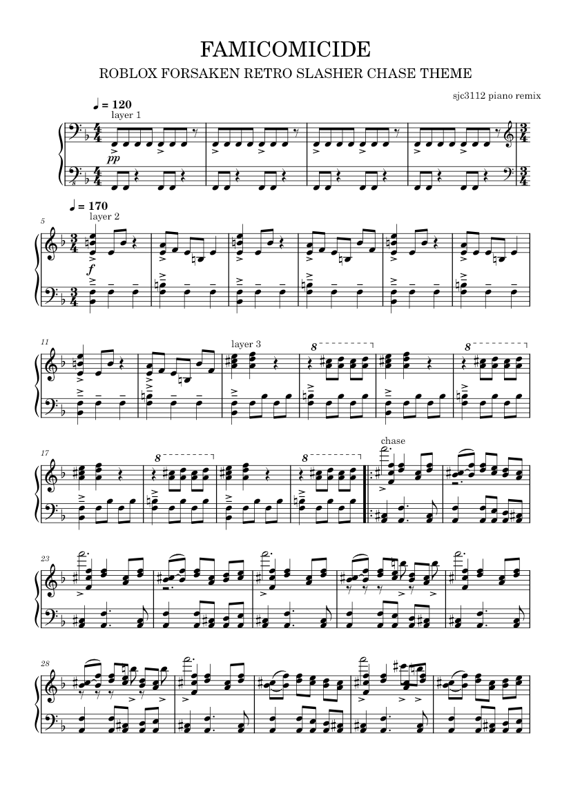 roblox forsaken retro slasher chase theme – sjc3112 Sheet Music