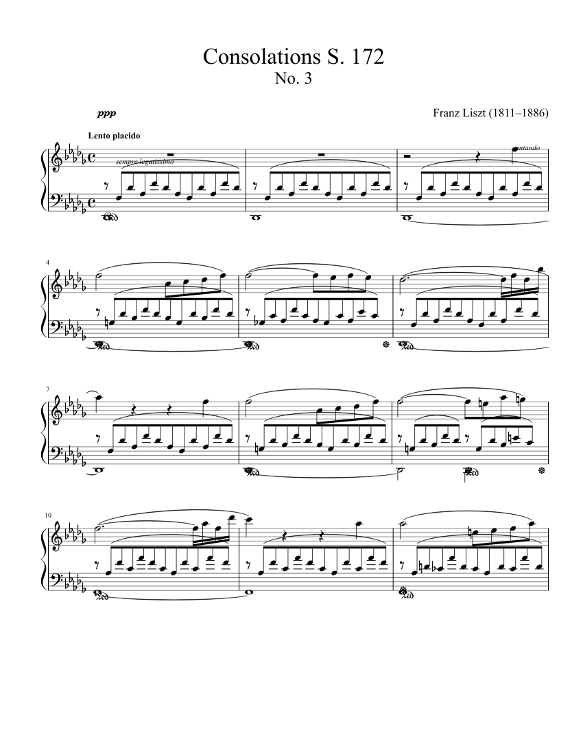 Liszt - Consolation No. 3, S. 172 Sheet music for Piano (Solo) |  Musescore.com