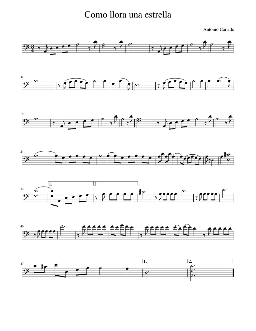 Como llora una estrella Sheet music for Piano (Solo) Easy | Musescore.com