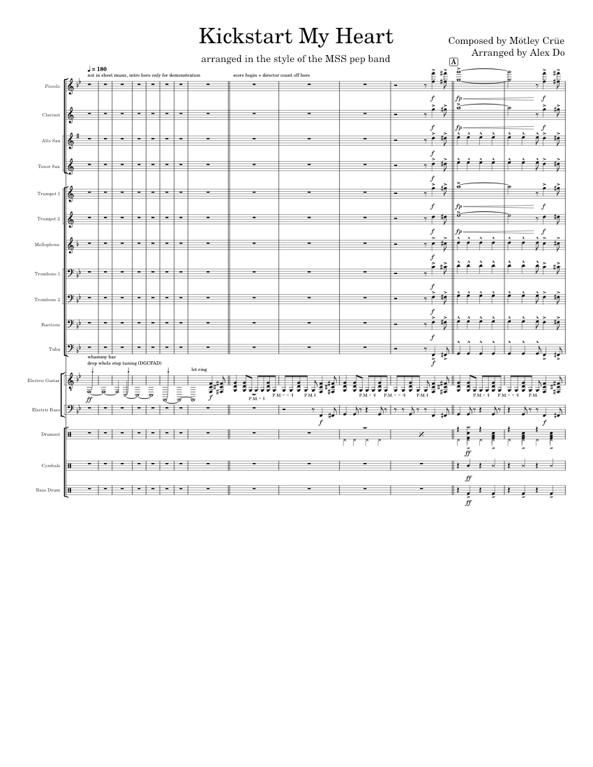 Kickstart My Heart - Pep Band Tune Sheet Music for Trombone, Tuba ...