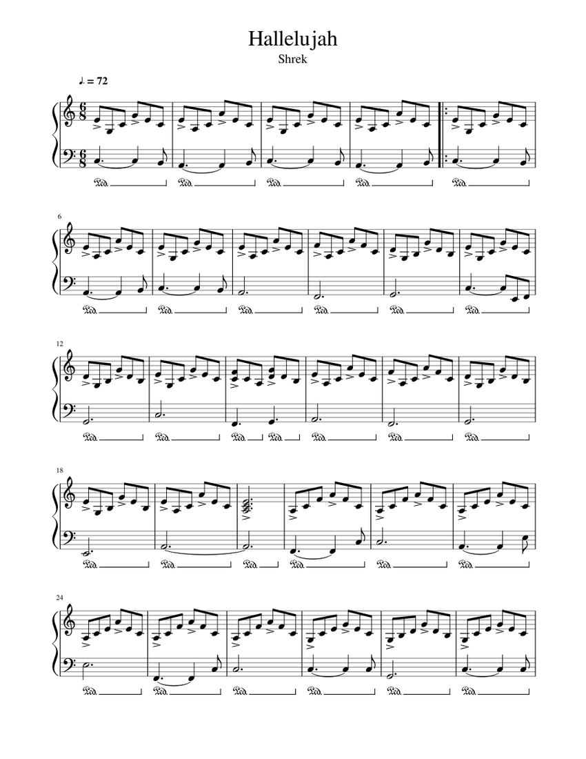 Hallelujah - Shrek - Jeff Buckley Sheet music for Piano (Solo) Easy |  Musescore.com