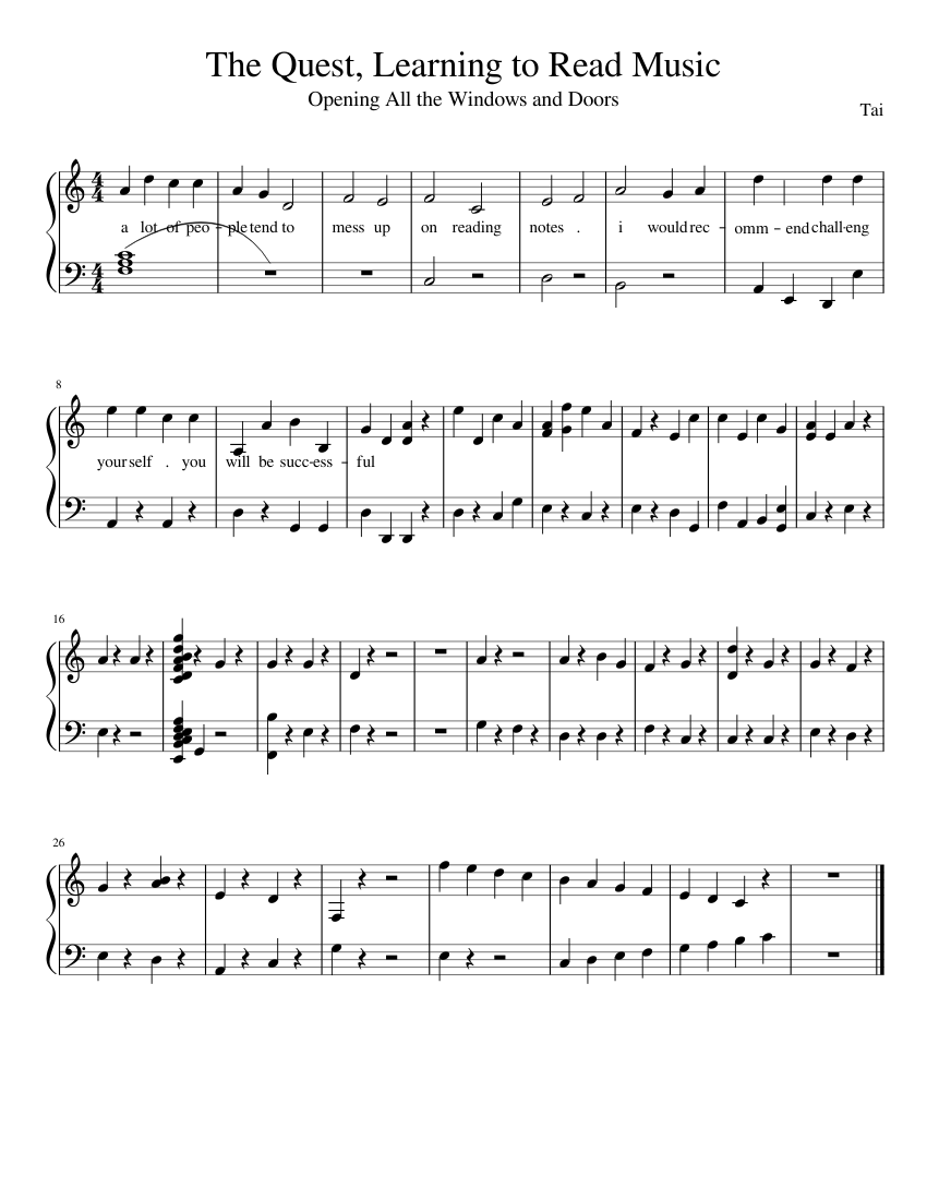 reading notes Sheet music for Piano (Solo) | Download and print in PDF