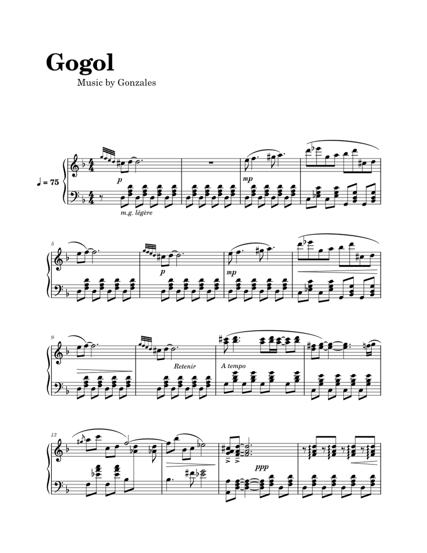 Gogol – Chilly Gonzales Sheet music for Piano (Solo) | Musescore.com