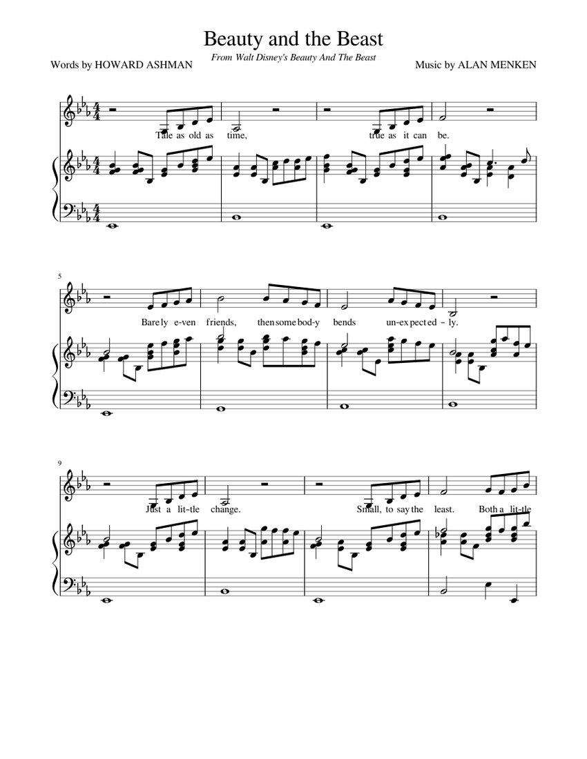 Beauty And The Beast Sheet music for Piano (Solo) Easy | Musescore.com