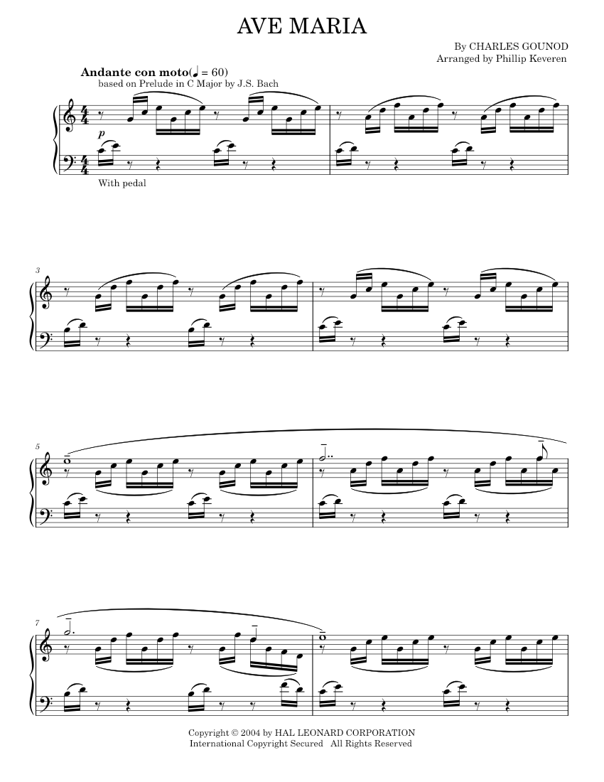 Ave Maria Sheet music for Piano by Charles Gounod Official | MuseScore.com