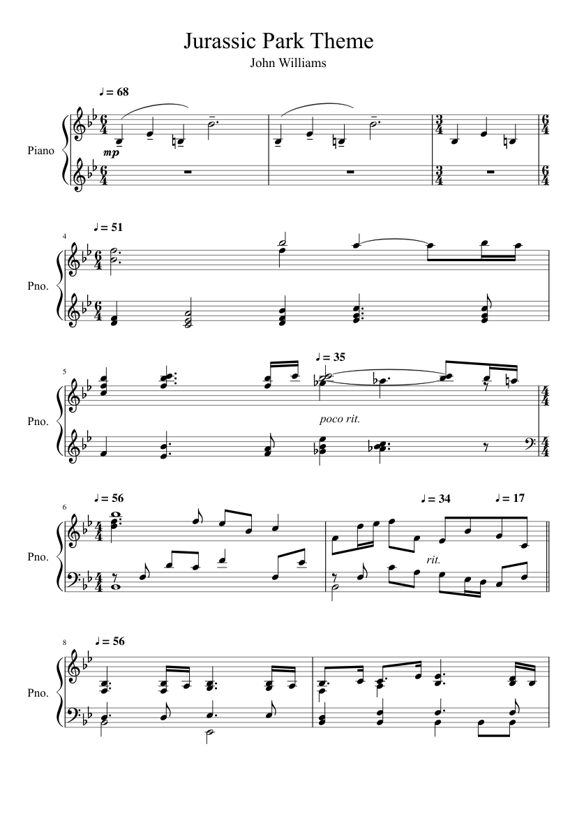 John William - Jurassic Park Theme Sheet music for Piano (Solo) |  Musescore.com