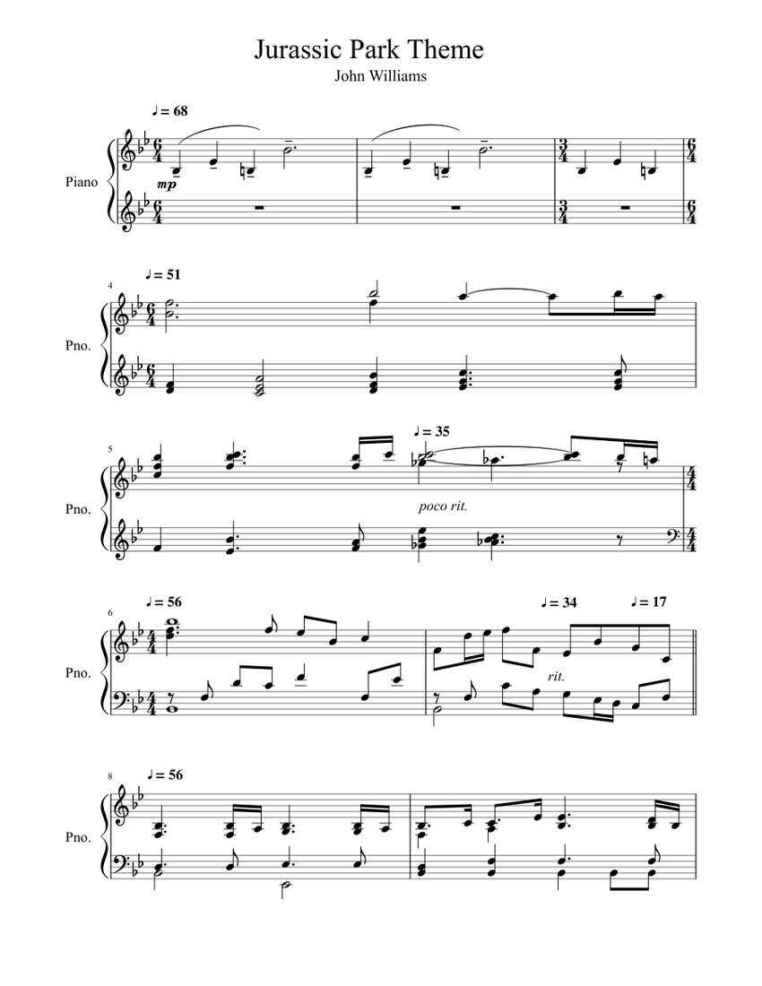 John William - Jurassic Park Theme Sheet music for Piano (Solo) |  Musescore.com