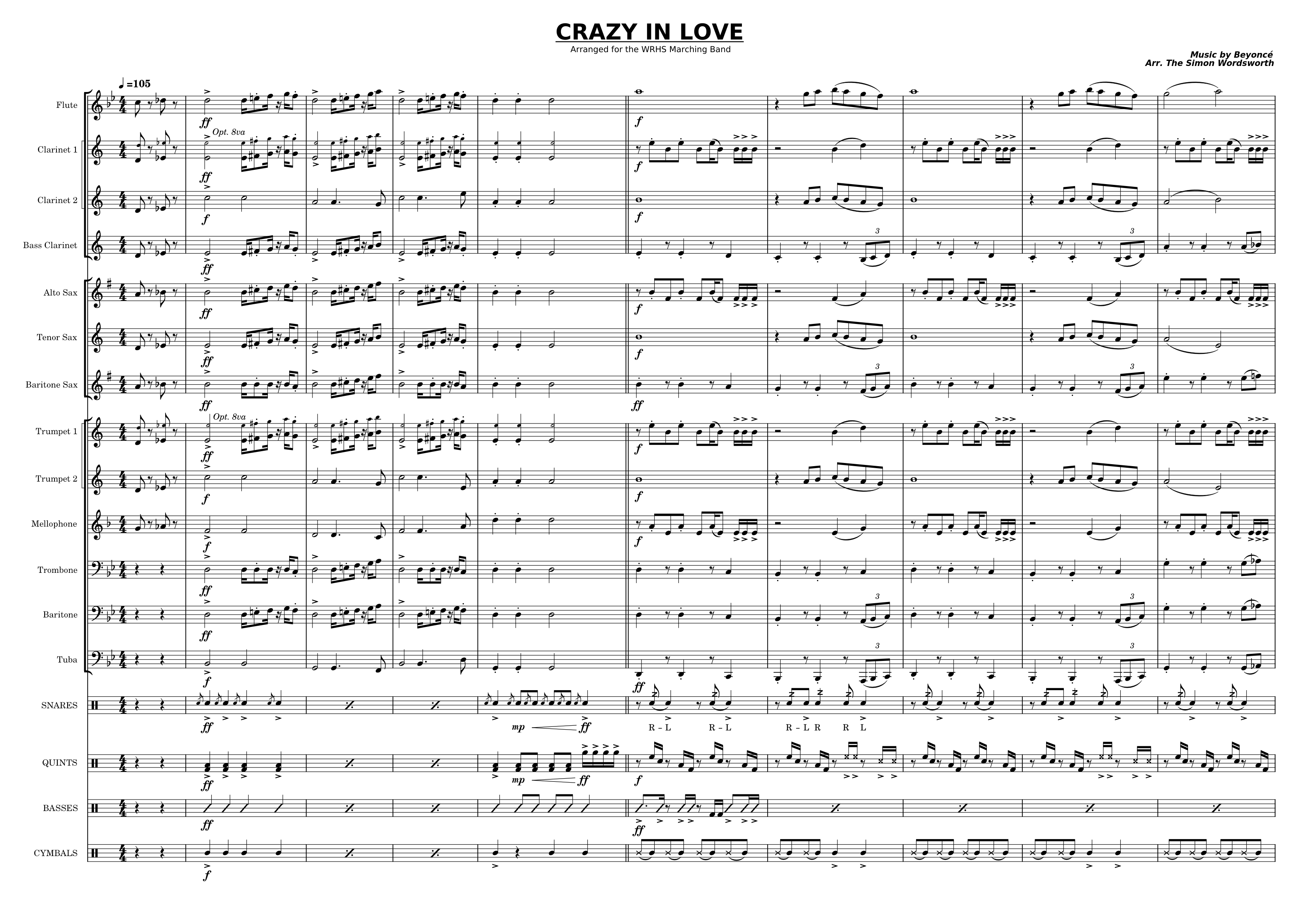 Crazy in love – Beyoncé Crazy in Love f(For Marching band) Sheet Music ...