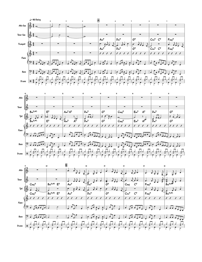 Fly me to the moon Bart Howard Sheet music for Piano, Saxophone alto, Saxophone tenor, Trumpet