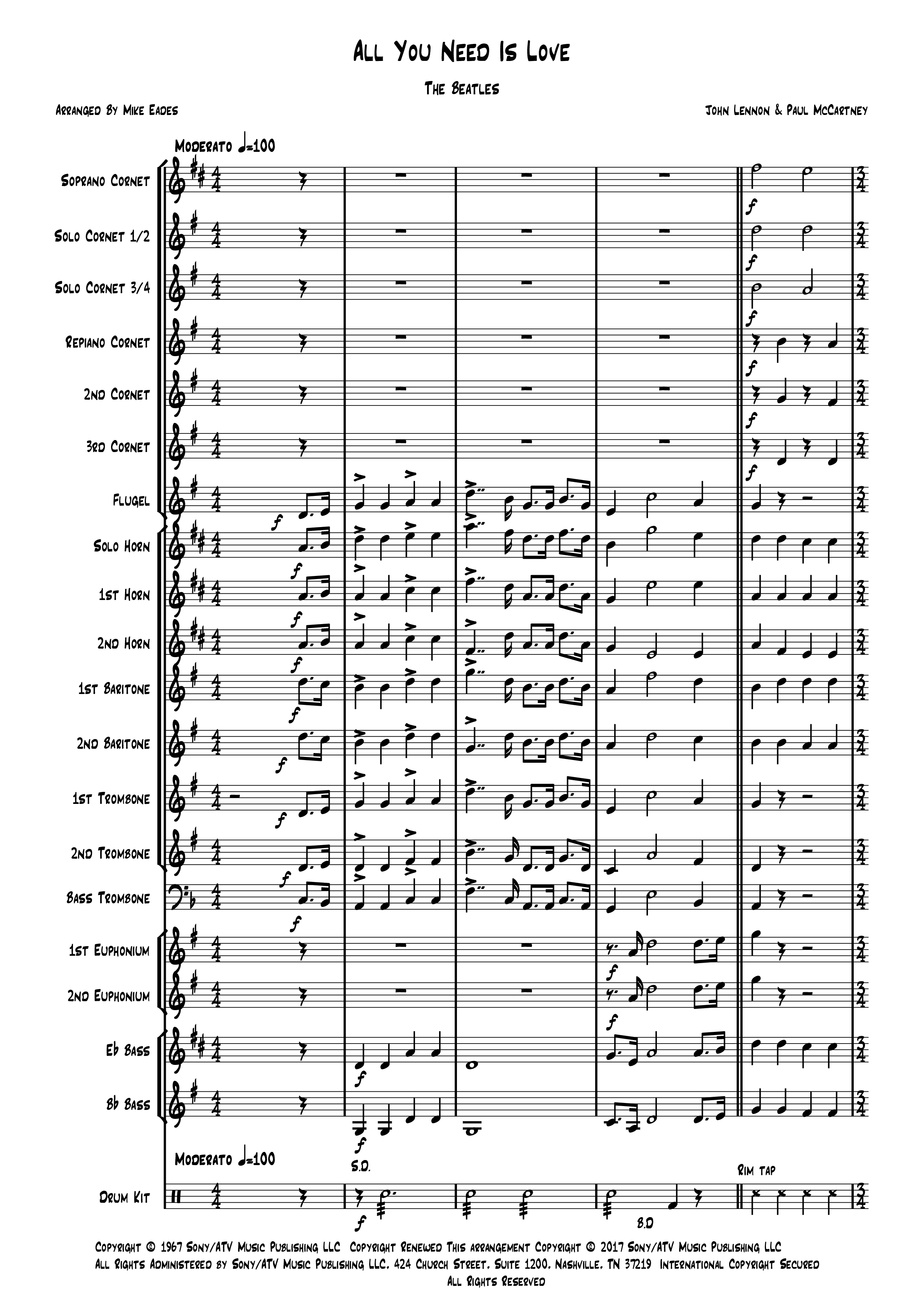 Play Official version of All you need is love Sheet Music by The