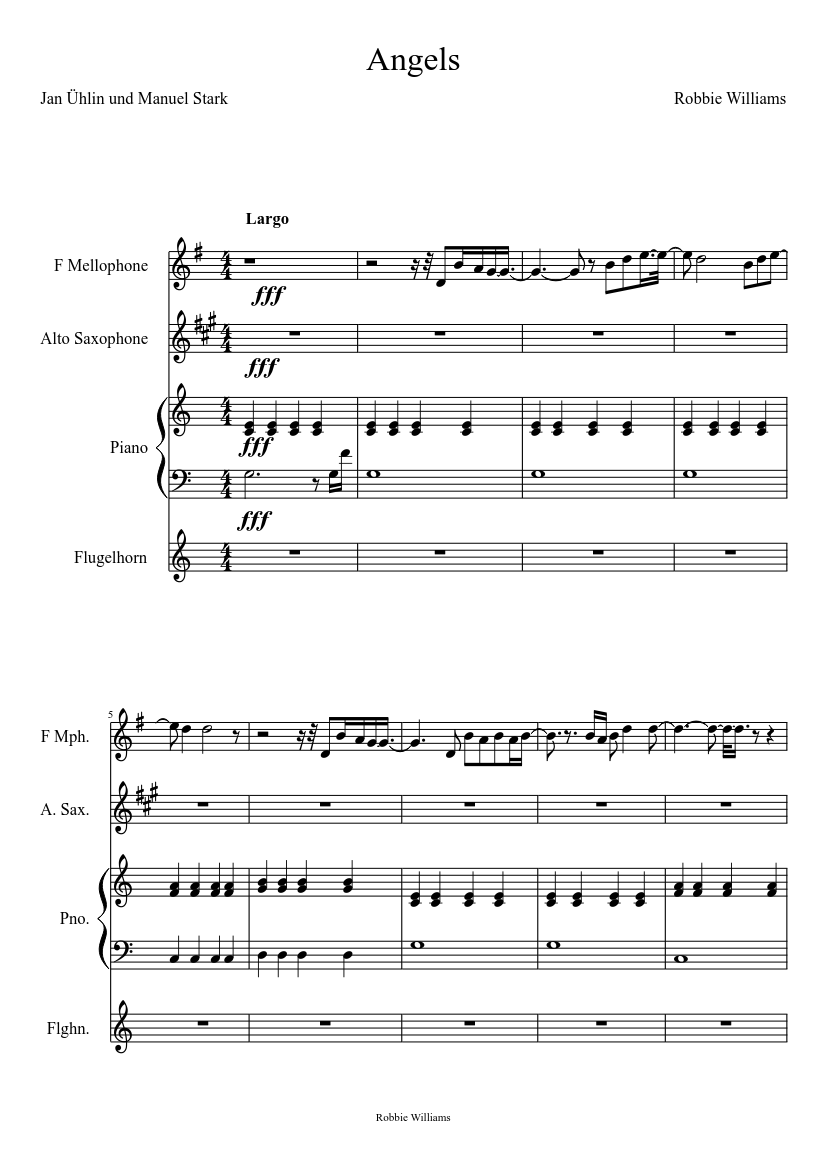 Angels Robbie Williams Sheet music for Piano (Solo) | Musescore.com