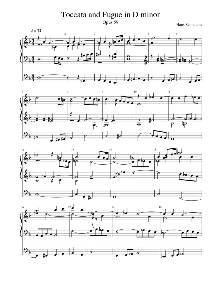 Toccata and Fugue in D minor (Opus 59) Sheet music for Organ (Solo ...