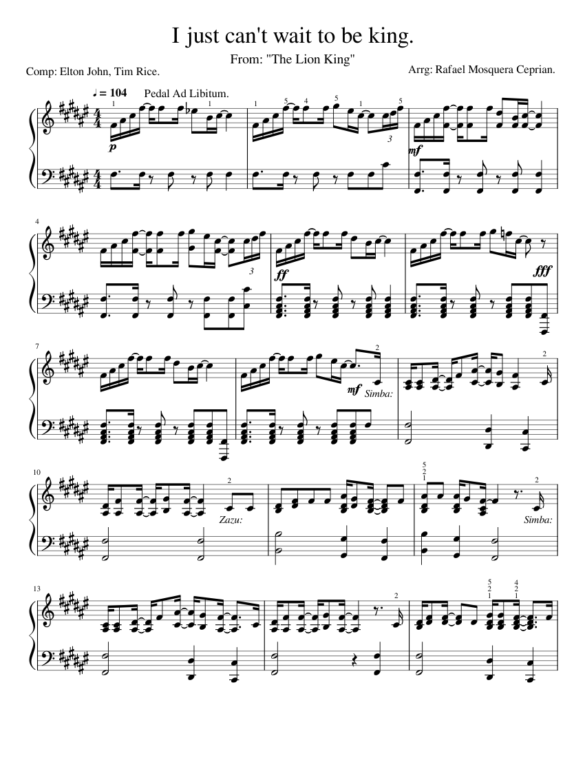 I just can't wait to be king Sheet music for Piano (Solo) | Musescore.com