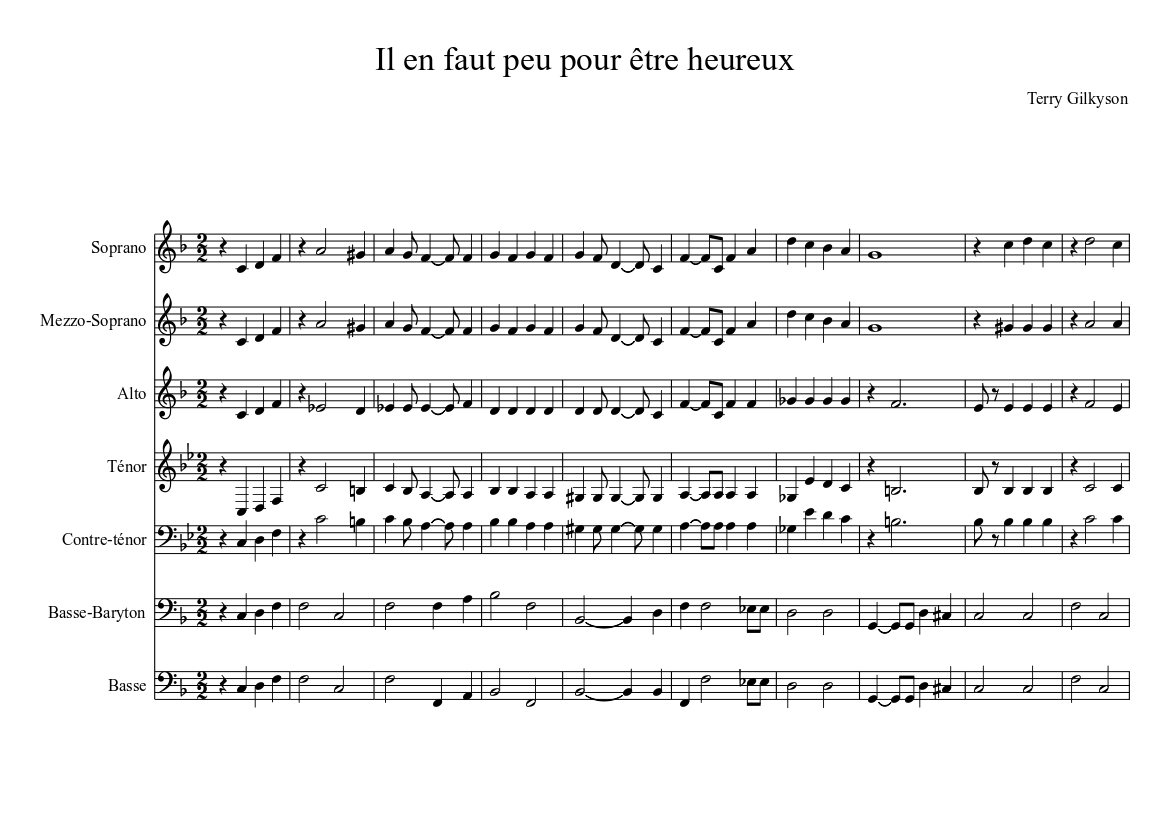 Il en faut peu pour être heureux Sheet music for Soprano, Alto, Vibraphone,  Xylophone & more instruments (Mixed Ensemble) | Musescore.com