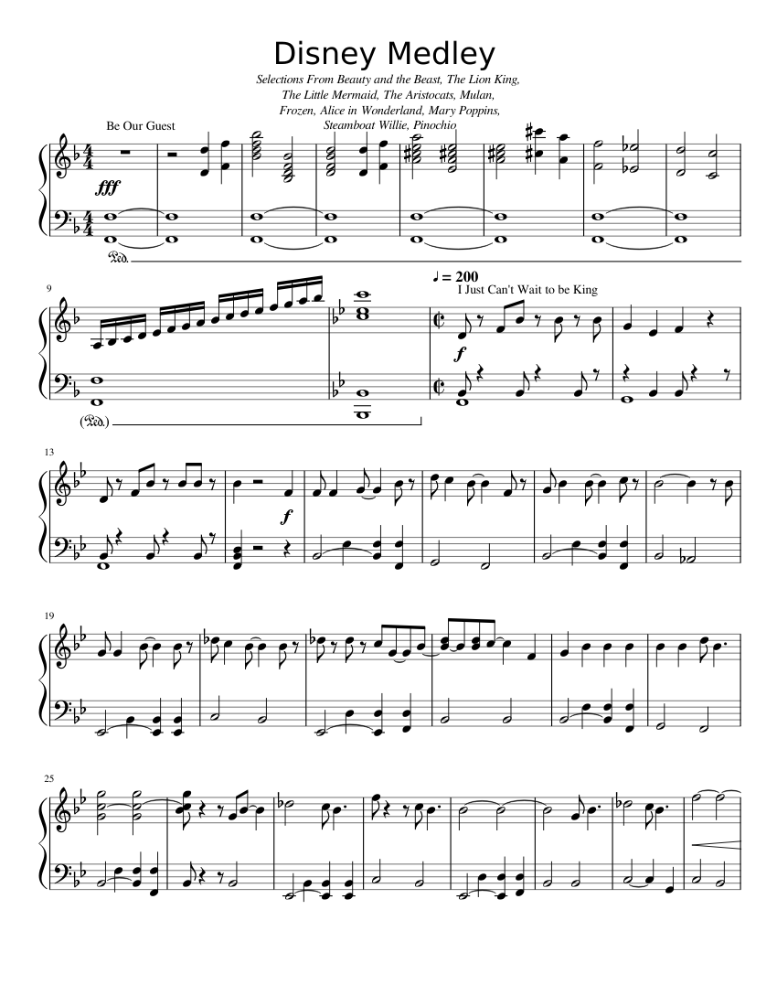 Disney Medley (Unfinished) Sheet music for Piano (Solo) | Musescore.com