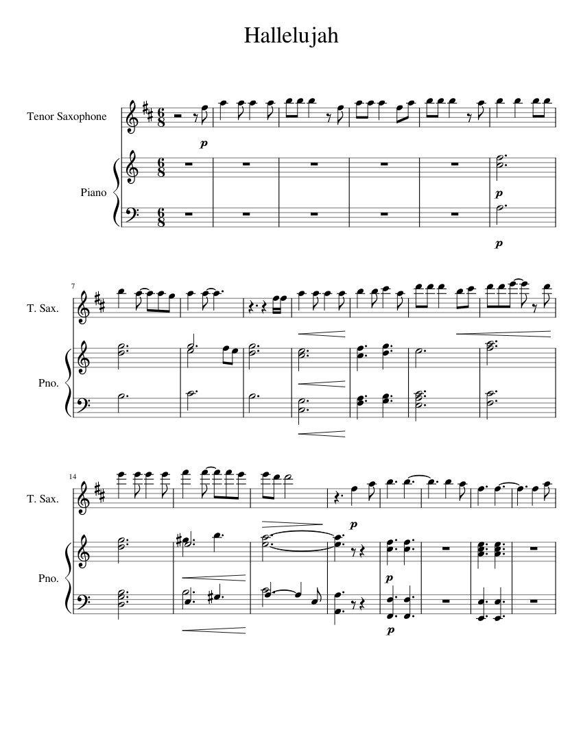 Download and print in PDF or MIDI free sheet music for Hallelujah by Pentat...