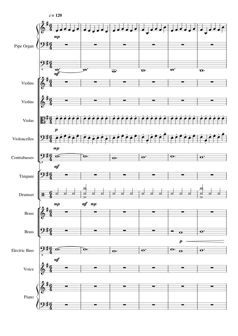 Interstellar No Time For Caution 2 00 End Sheet Music For Piano Drum Group Strings Group Vocals More Instruments Mixed Ensemble Musescore Com
