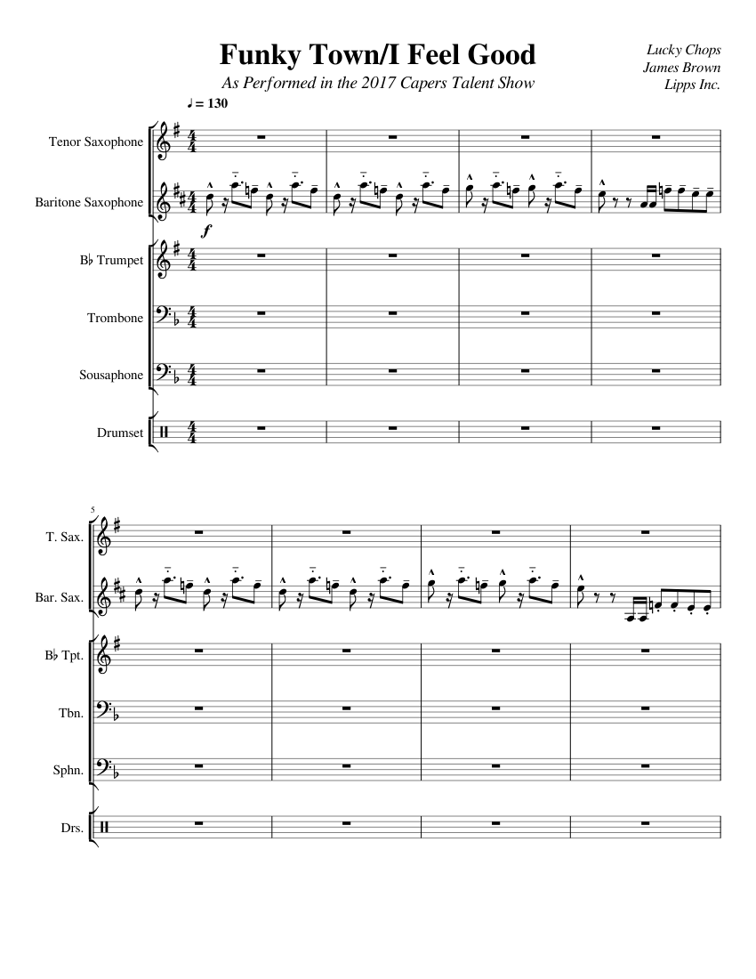 Funky Town/I Feel Good (CHECK DESCRIPTION) Sheet music for Trombone ...