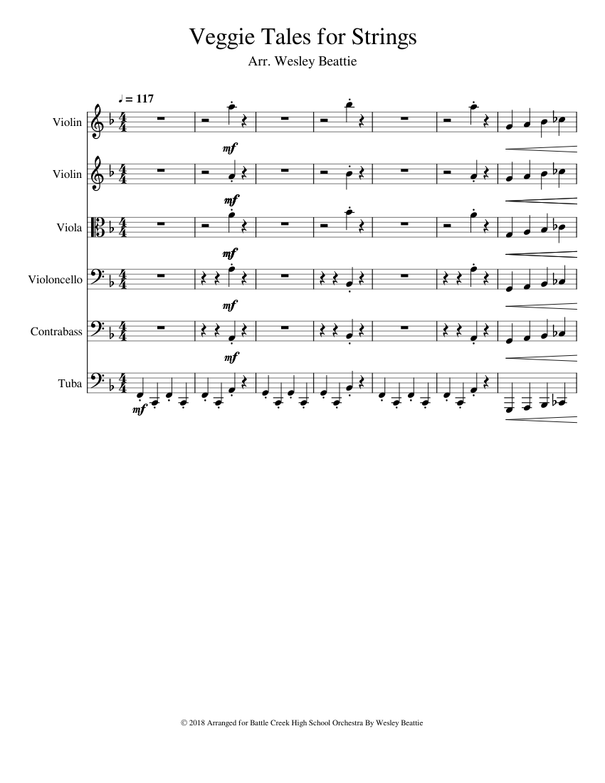 Veggie Tales for Strings Sheet music for Tuba, Violin, Viola, Woodwinds ...