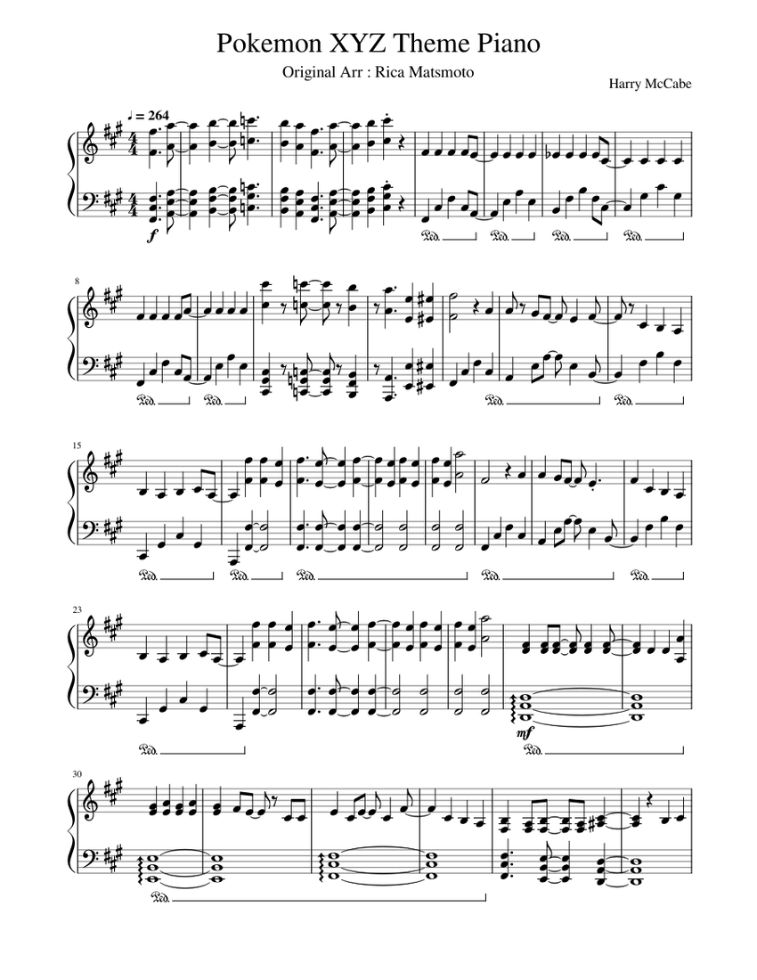 Pokemon XYZ Theme Piano Sheet music for Piano (Solo) | Musescore.com