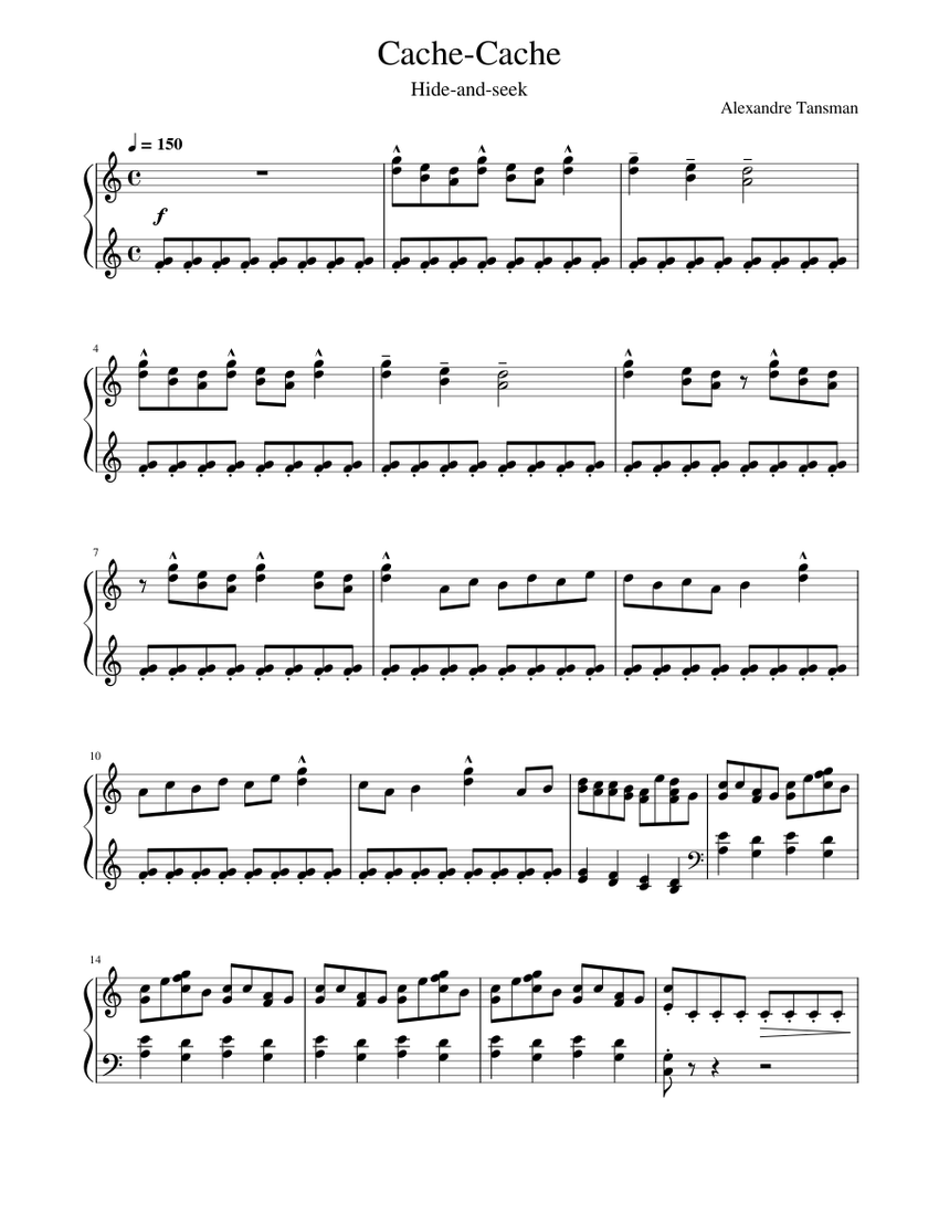 Cache Cache - Aleksander Tansman Sheet music for Piano (Solo) |  Musescore.com