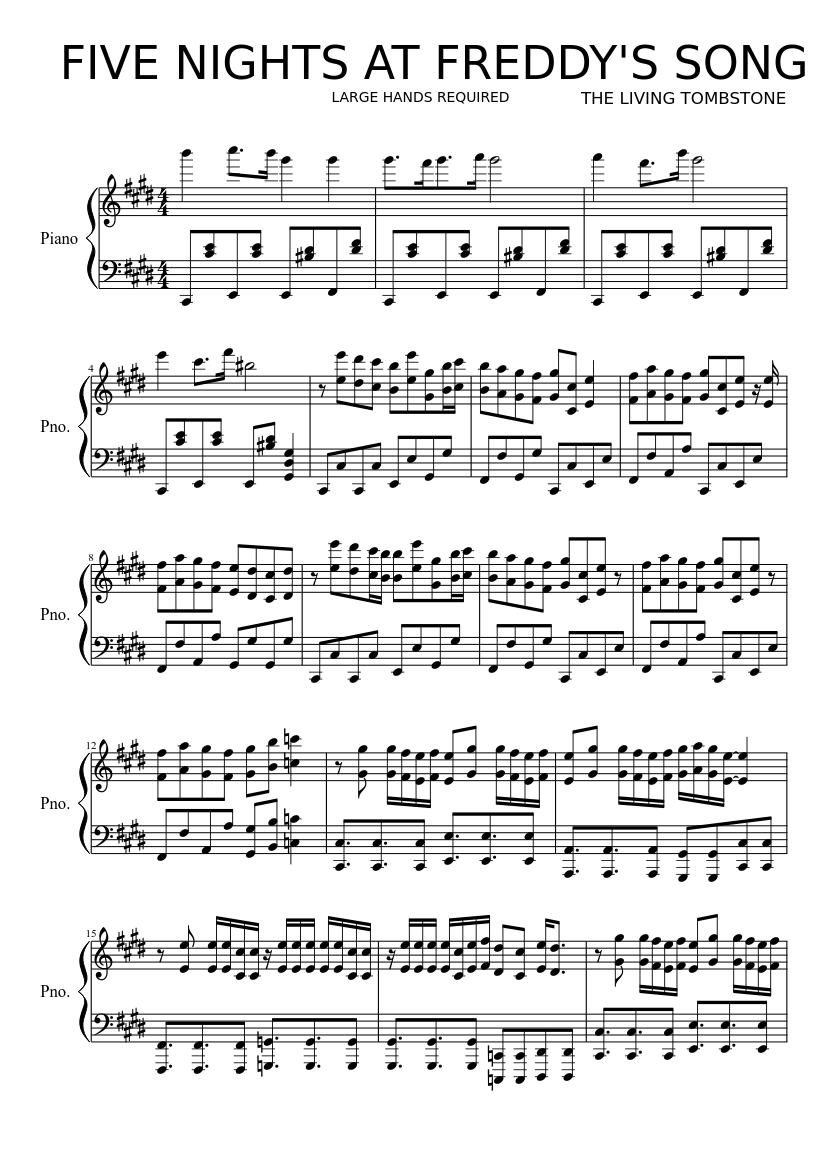 Play Five Nights at Freddy's Music Sheet