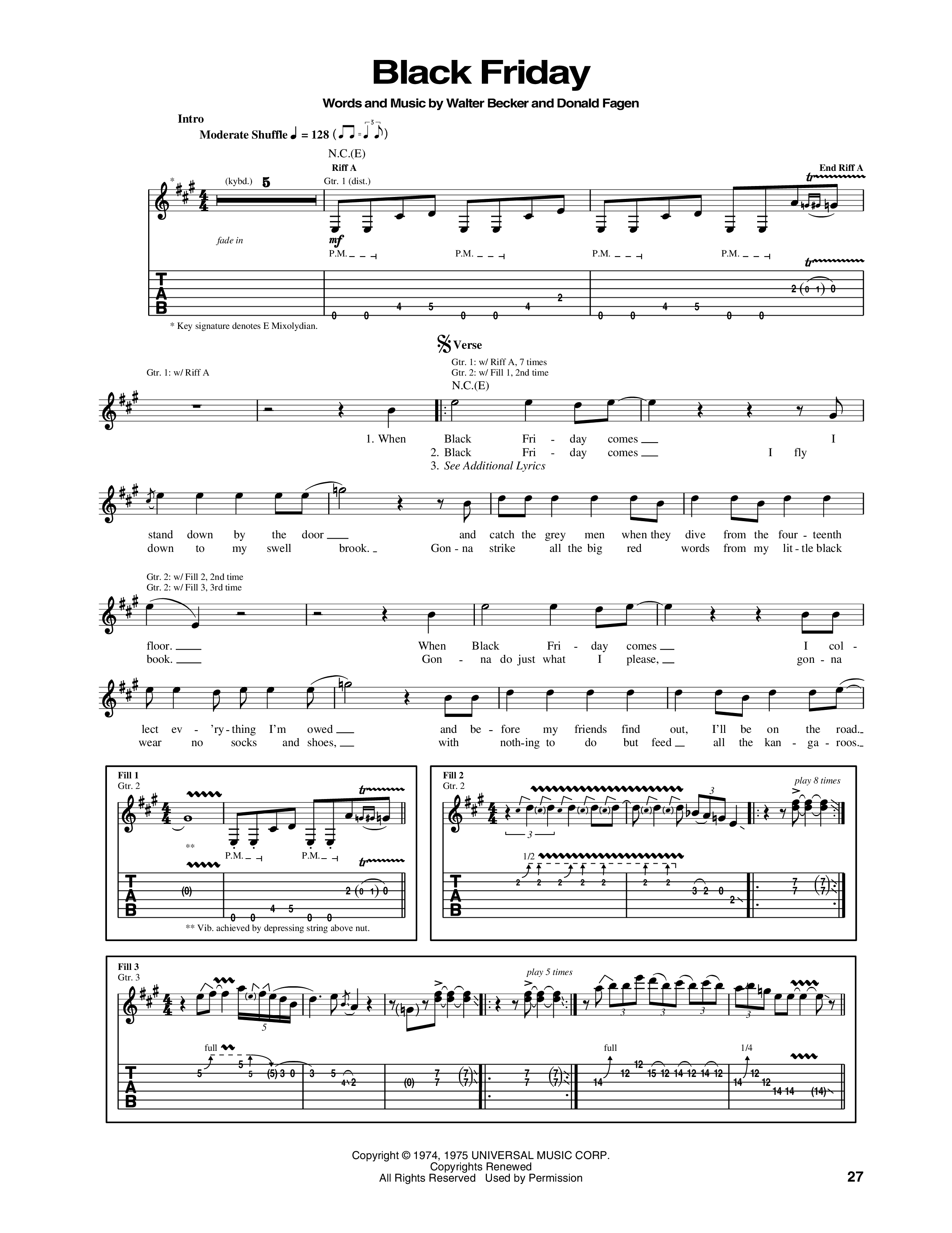 Play Official version of Black friday sheet music by Steely Dan for Guitar | MuseScore.com