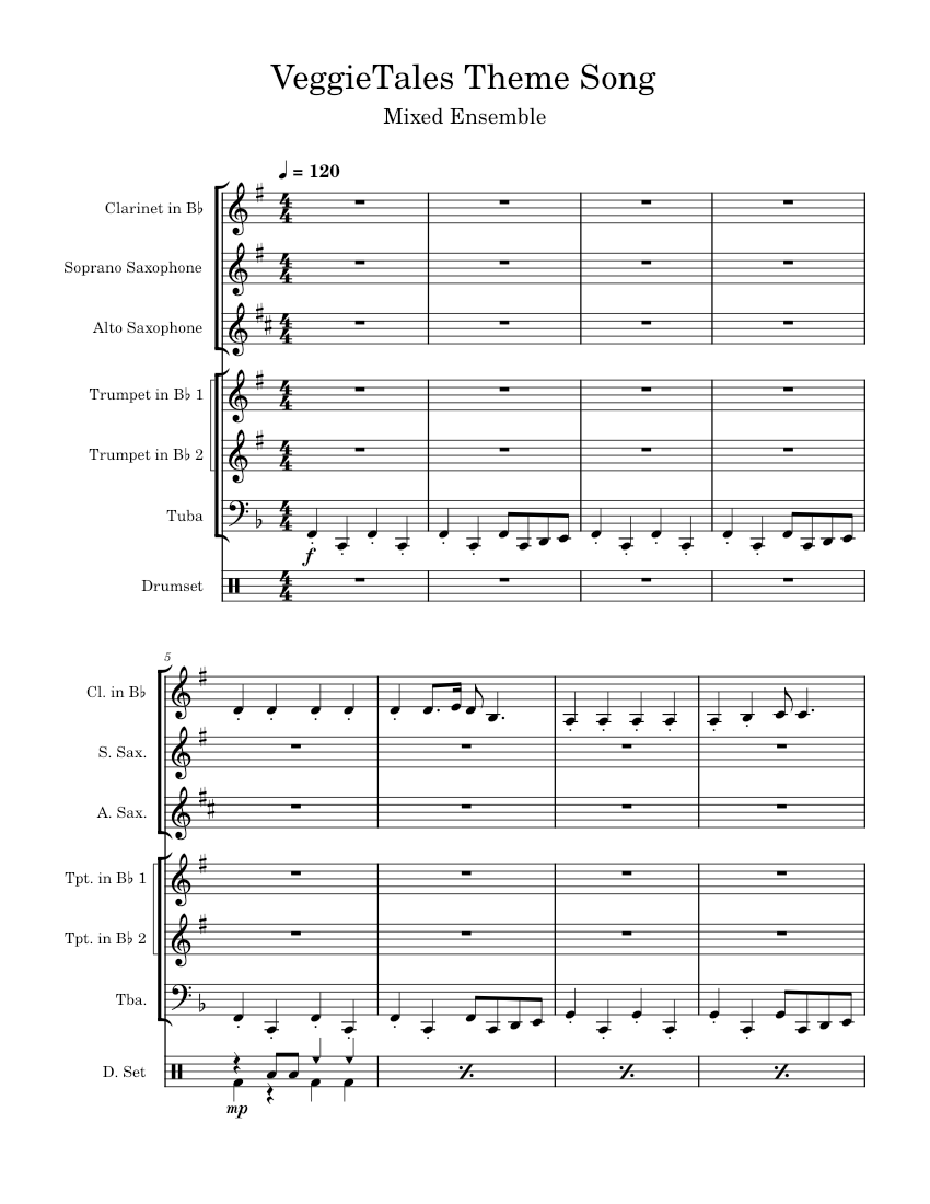 VeggieTales Theme Song – VeggieTales VeggieTales Theme Song Sheet Music ...