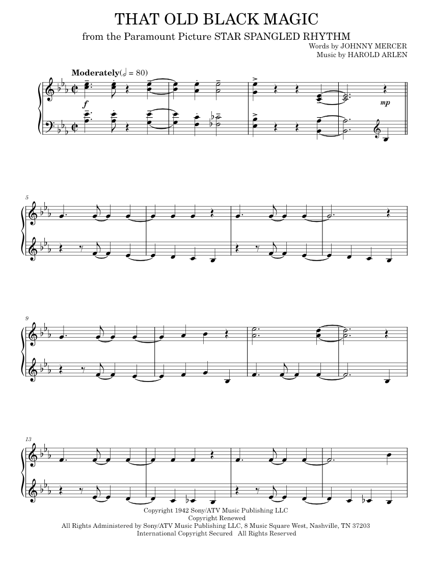 Play Official Version Of That Old Black Magic Sheet Music By Billy 