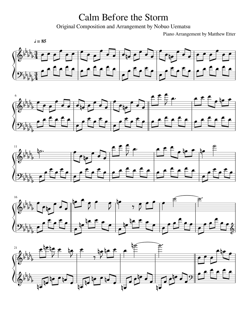 ファイナルファンタジーX - 嵐の前の静けさ (ピアノ) 楽譜 ピアノ