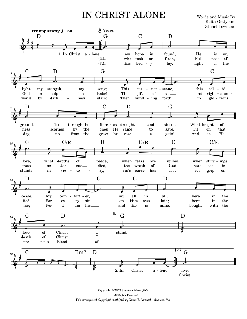 in christ alone piano chords