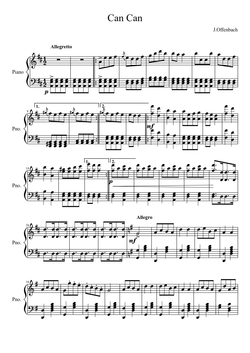 Can Can Sheet music for Piano (Solo) | Musescore.com