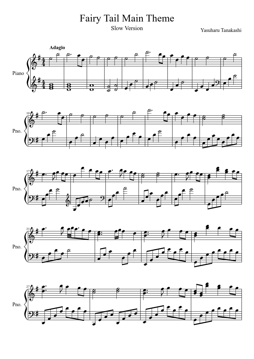 Fairy Tail Slow Theme Sheet music for Piano (Solo) Easy | Musescore.com