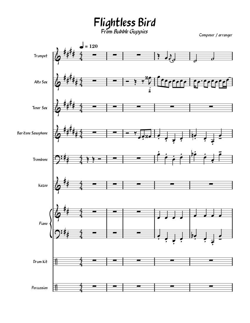 Flightless Bird (wip) Sheet Music for Piano, Trombone, Vocals ...