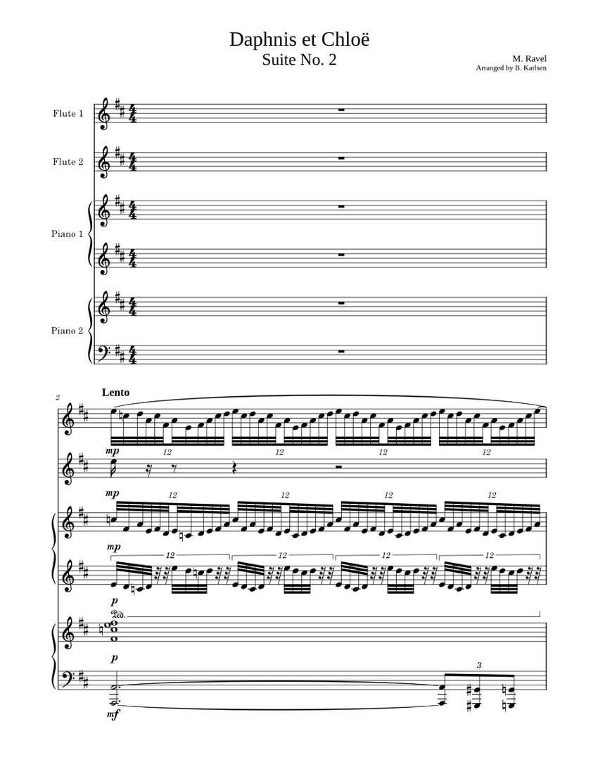 M. Ravel - Daphnis et Chloë Suite no. 2 Sheet music for Piano, Flute (Piano  Quartet) | Musescore.com