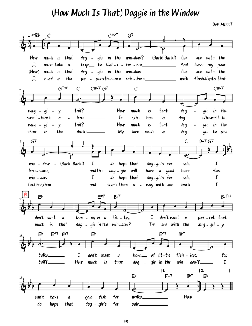How Much Is That Doggie In The Window Lead Sheet With Lyrics Sheet How much is that doggie in the window lead sheet with lyrics sheet