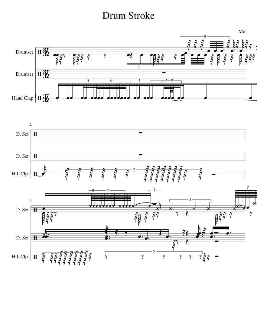Drum Stroke Sheet music for Drum group, Hand clap (Mixed Trio ...