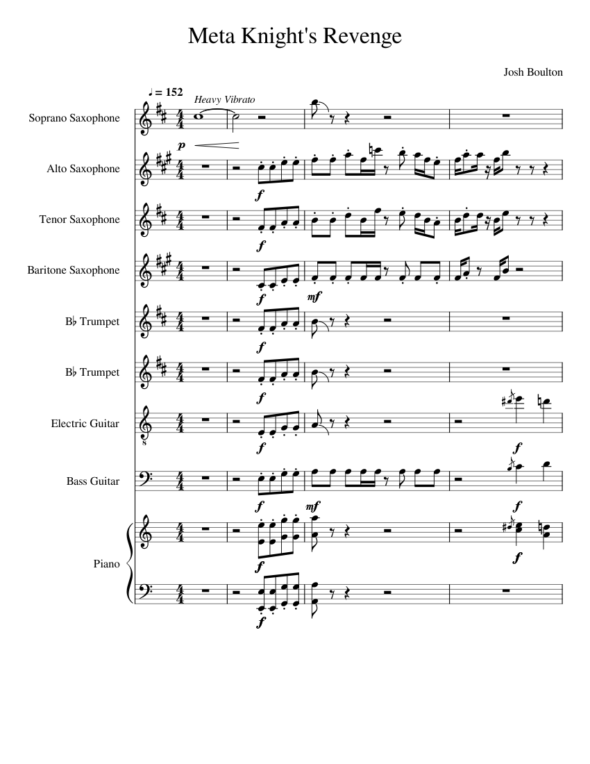 Meta Knight's Revenge Sheet music for Piano, Saxophone alto, Saxophone ...